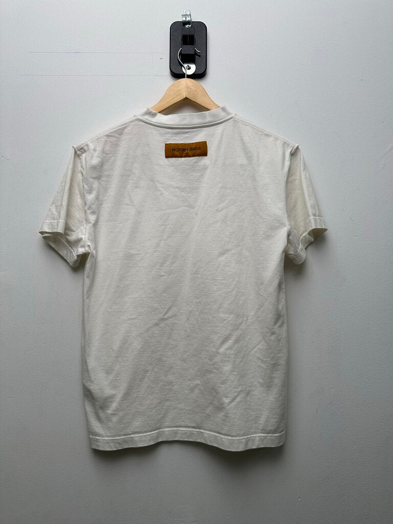 Preowned Louis Vuitton White Blank Lv Logo Tee Sz.XS