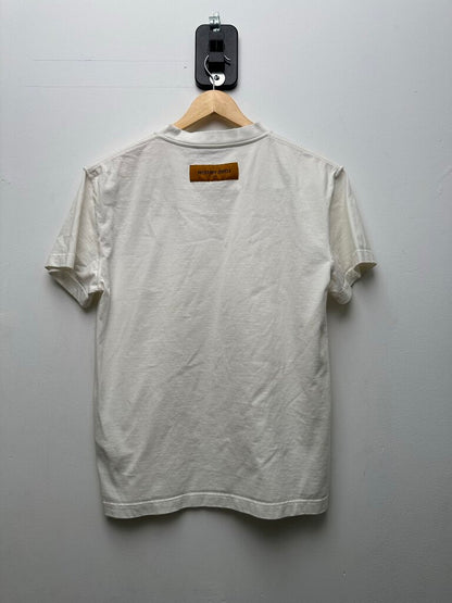 Preowned Louis Vuitton White Blank Lv Logo Tee Sz.XS