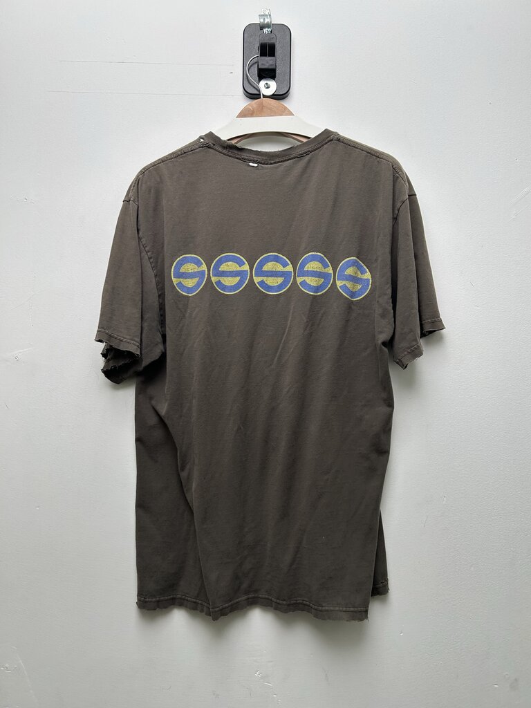Vintage Stussy Brown Yellow Blue Distressed Tee sz.L