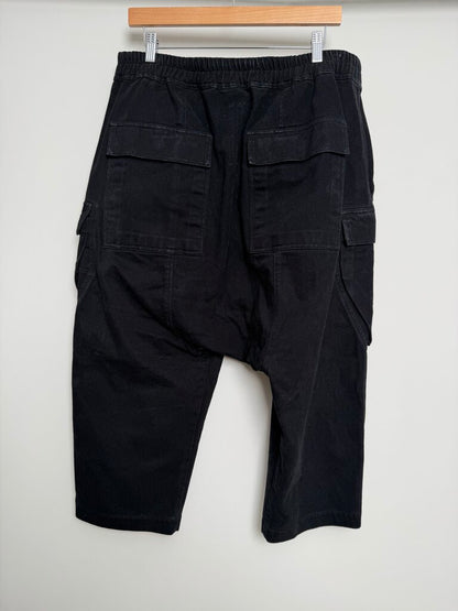 Preowned Rick Owens 3/5 Black Cargo Shorts size Xl/2XL