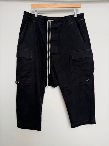 Preowned Rick Owens 3/5 Black Cargo Shorts size Xl/2XL