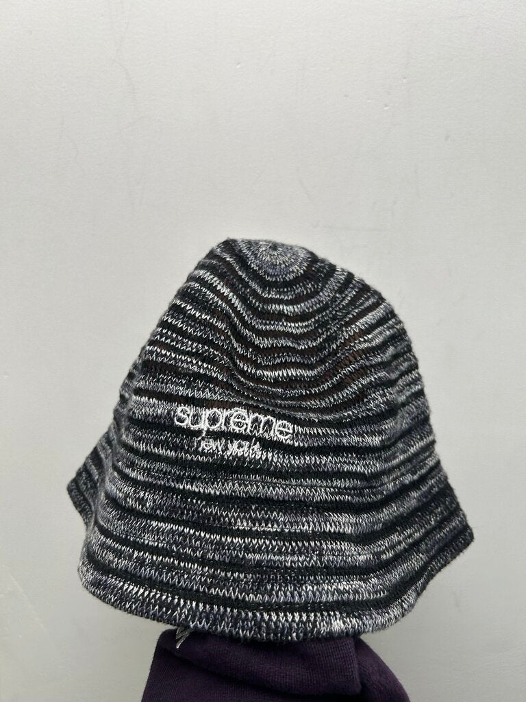 Preowned Supreme New York Knit Black Grey White Bucket Hat