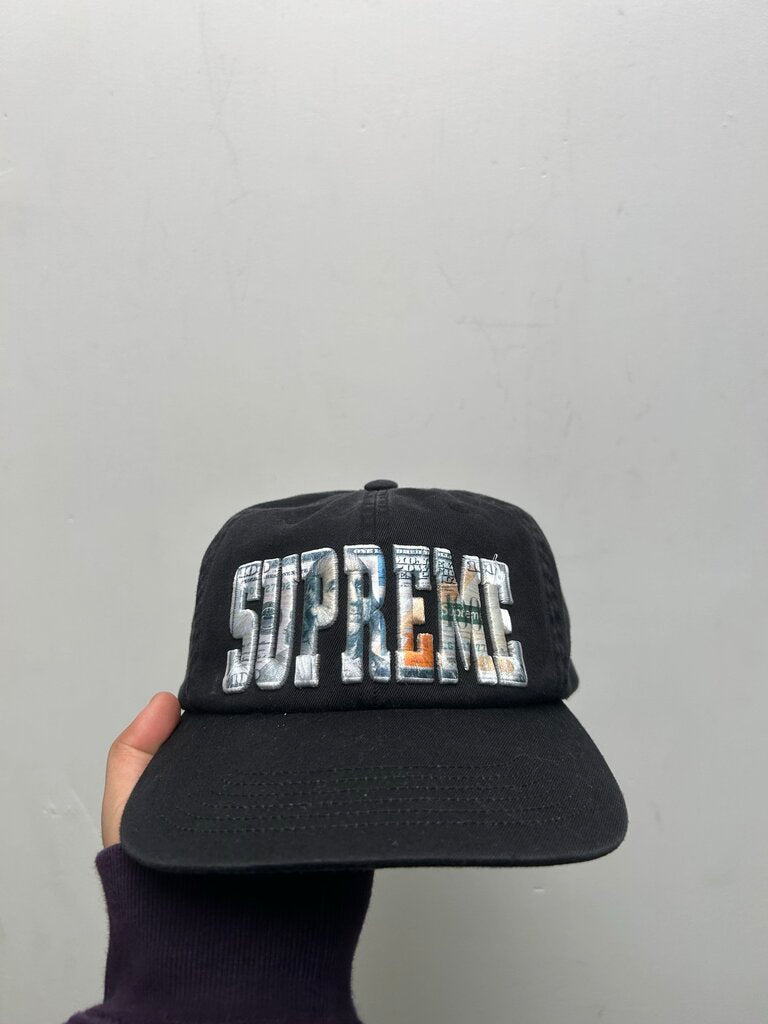 Preowned Supreme Black Money Spellout Hat