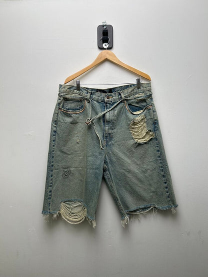 New Paly Light Wash Denim Cut Off Good Times Shorts Sz.36