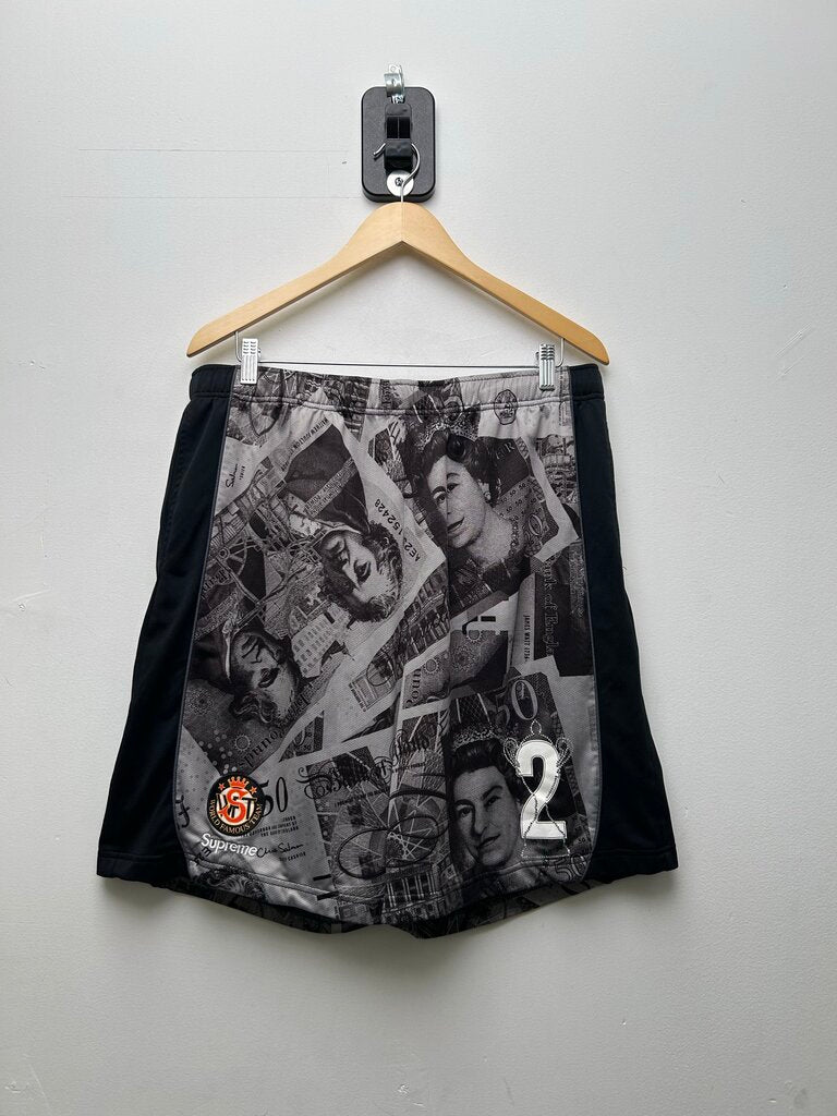 Preowned Supreme Black White Pounds Mesh Shorts Sz.XL