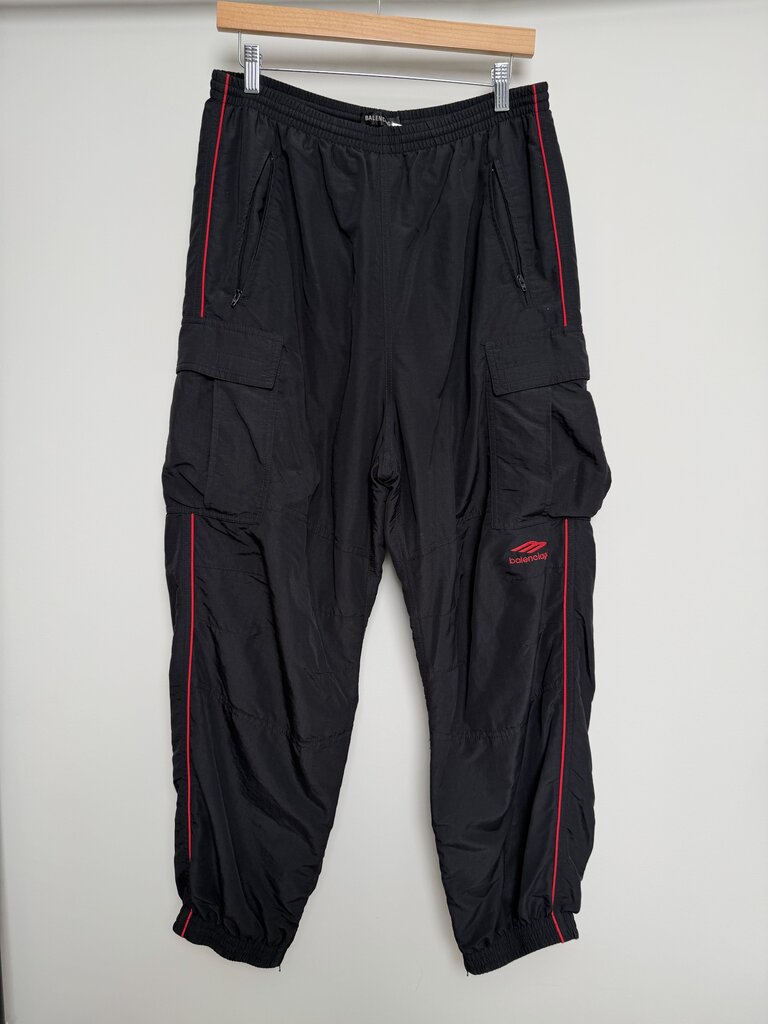Preowned Balenciaga 3B Nylon Cargo Black Joggers size S/M