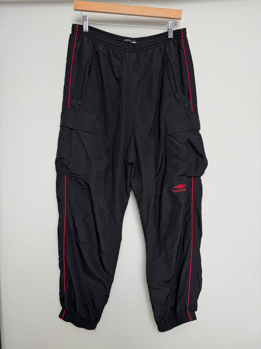 Preowned Balenciaga 3B Nylon Cargo Black Joggers size S/M
