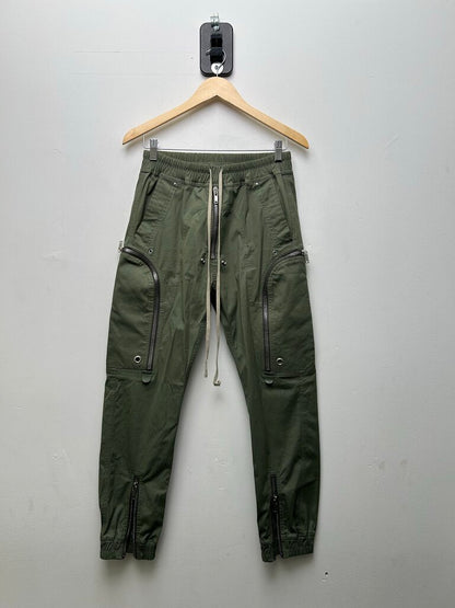 Preowned Rick Owens EDFU S/S 23 Olive Moss Bauhaus Zipper Cargo Pants Sz.36