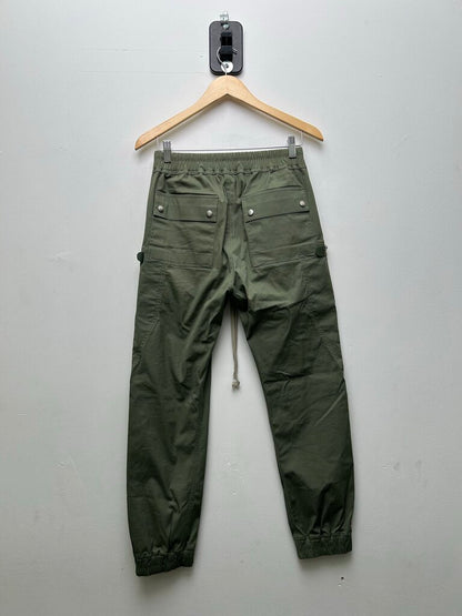 Preowned Rick Owens EDFU S/S 23 Olive Moss Bauhaus Zipper Cargo Pants Sz.36