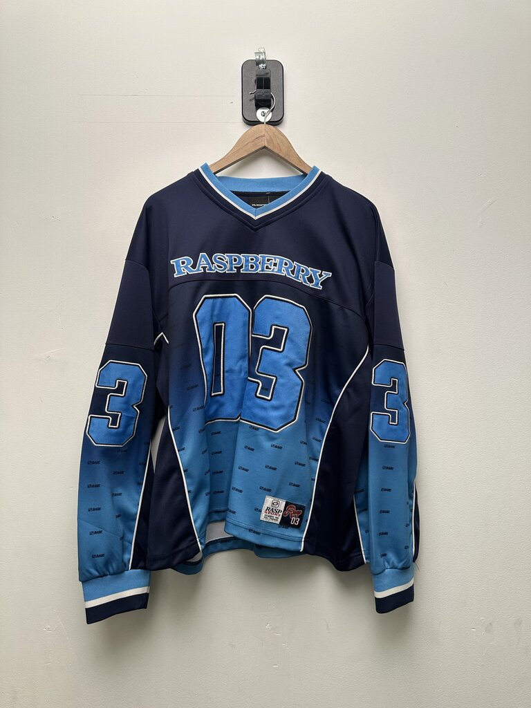 Preowned Gv Gallery Raspberry Blue 03 Long Sleeve Sz.Large