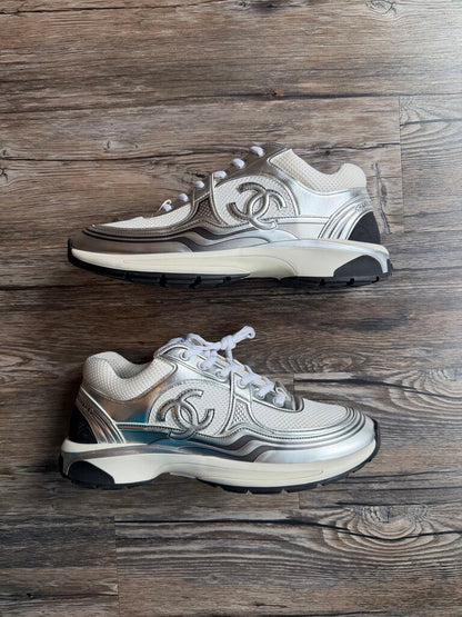 Pre-Owned Chanel Silver Trainer Sz. 45