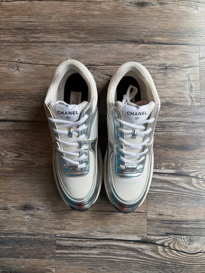 Pre-Owned Chanel Silver Trainer Sz. 45