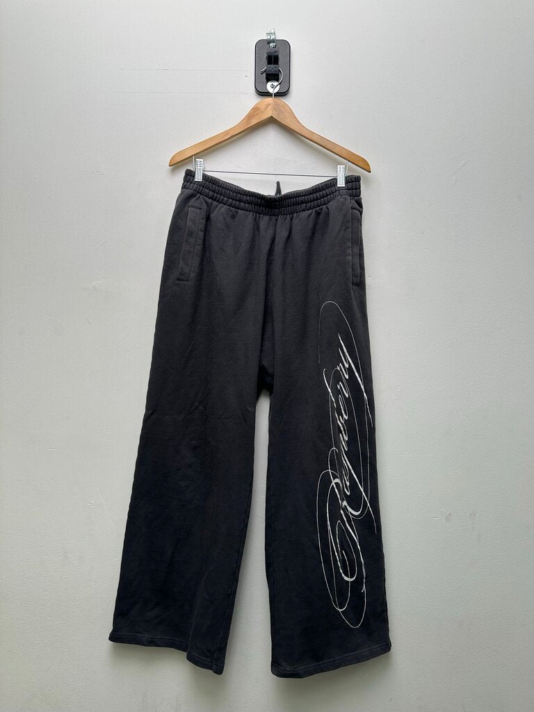 Preowned Gv Gallery Washed Black Script Sweatpants Sz.Small
