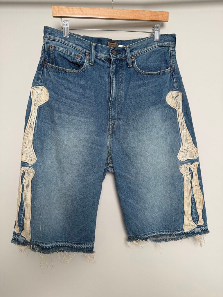 Pre-Owned Kapital Indigo Bone Shorts Sz. 34