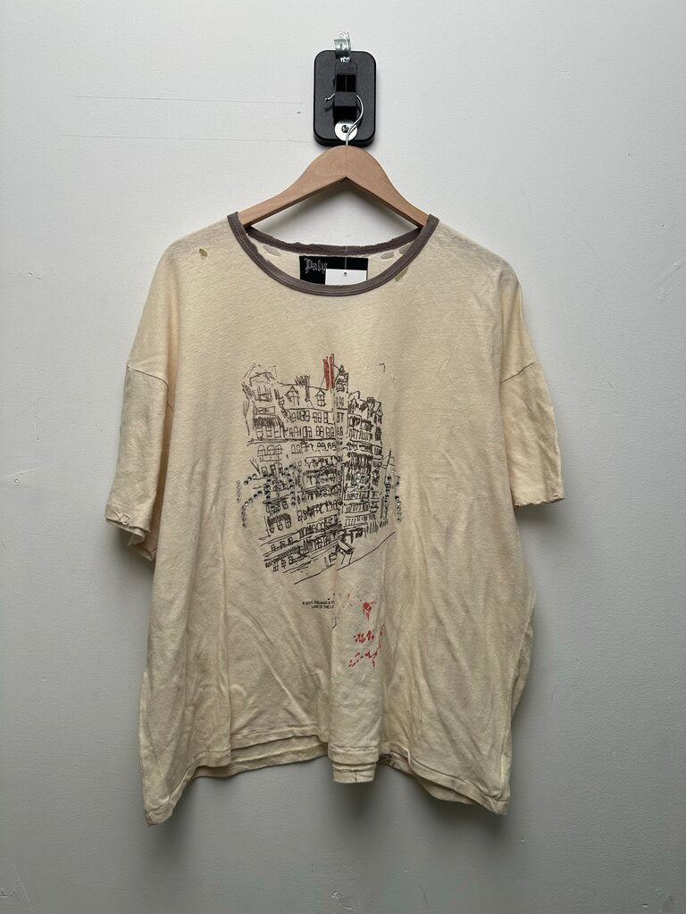 Preowned Paly Chelsea Hotel Cream Ringer Tee Size Medium