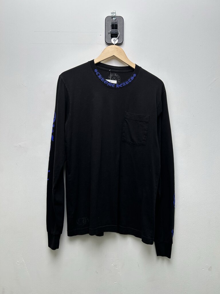 Preowned Chrome Hearts Black Neck logo Long Sleeve Size Medium