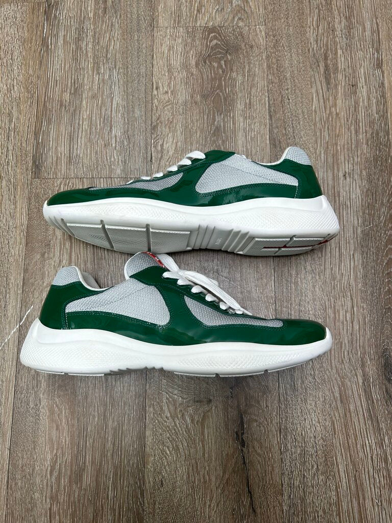 Preowned Prada Americas Cups White Silver Green sz.10(11.5M)
