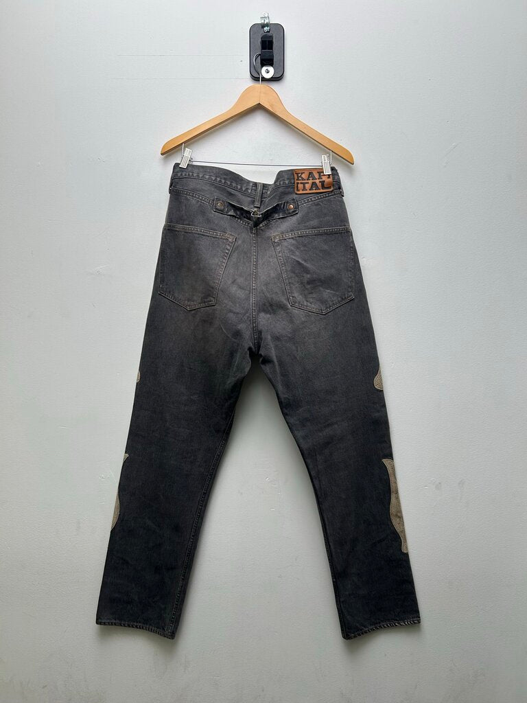 Preowned Kapital Black Cream Bone Denim sz.34