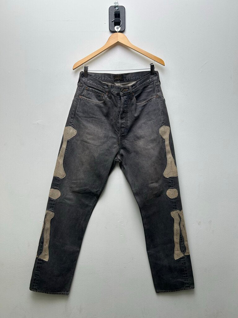 Preowned Kapital Black Cream Bone Denim sz.34