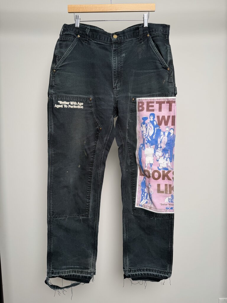 Preowned Better With Age Carhartt Washed Black Patch Work Pants size 36