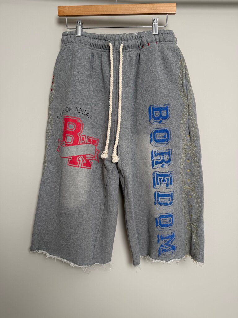 New Boredom Kills Grey Collegiate 3 qtr Shorts size L