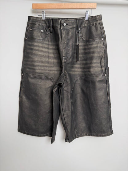New Boredom Kills Black Leather Shorts size 34