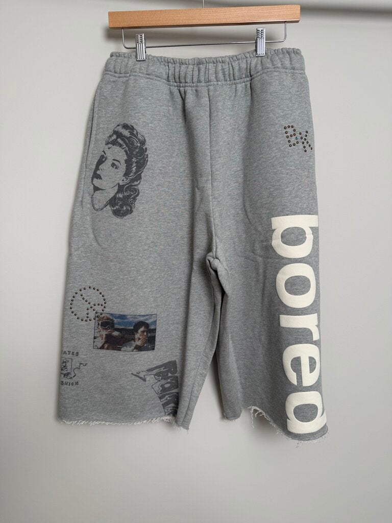 New Boredom Grey Tattoo 3qtr Shorts size L