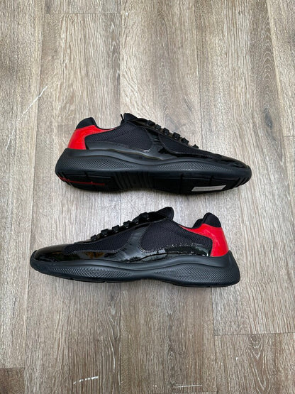 Preowned Prada America Cup Black Red Sz 9(10.5M)