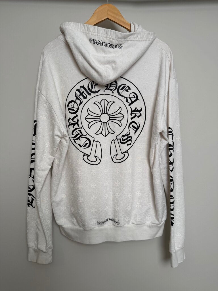 Preowned Chrome Heart White Monogram Zip Up size M( Missing Zipper)
