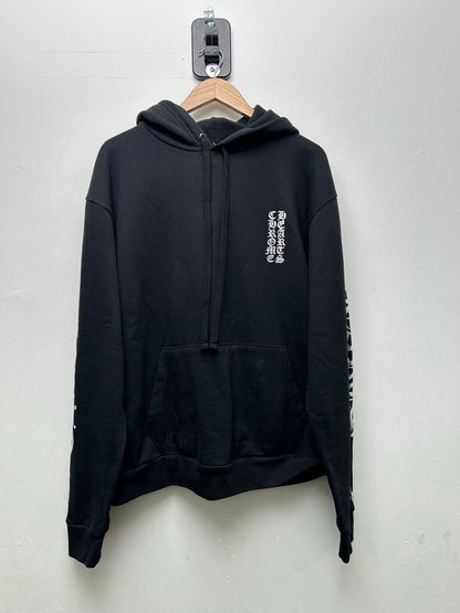 Preowned Chrome Hearts Black Silver Vertical Logo Hoodie Sz.Medium