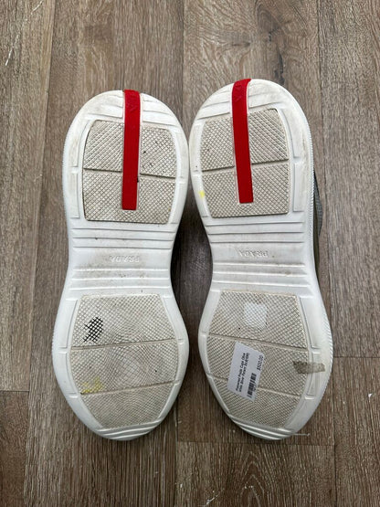 Preowned Prada Cups Olive White Silver Patent Sz.8(10M)