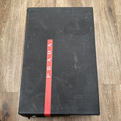 Preowned Prada Cups Olive White Silver Patent Sz.8(10M)