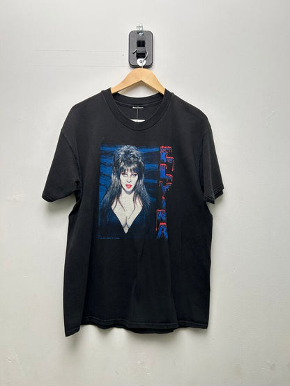 1997 Elvira Blue Queen Bee Black Tee sz. Largish/XLish