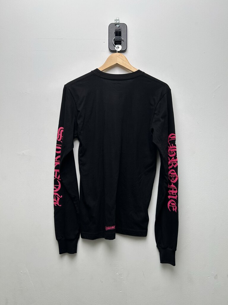 New Chrome Hearts Black Pink Neck Logo Long Sleeve Size Small