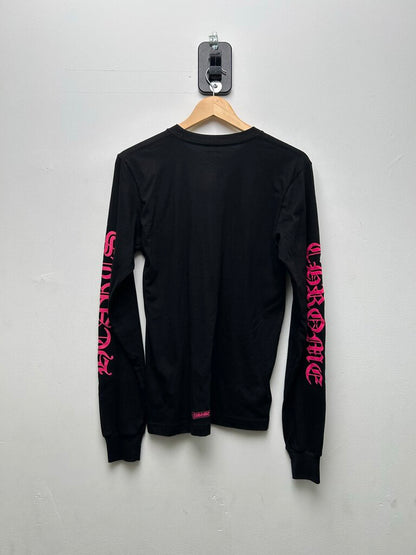 New Chrome Hearts Black Pink Neck Logo Long Sleeve Size Small