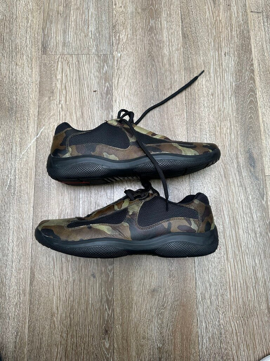 Preowned Vintage Prada Americas Cups Black Camo Size 9.5 (11.5M)
