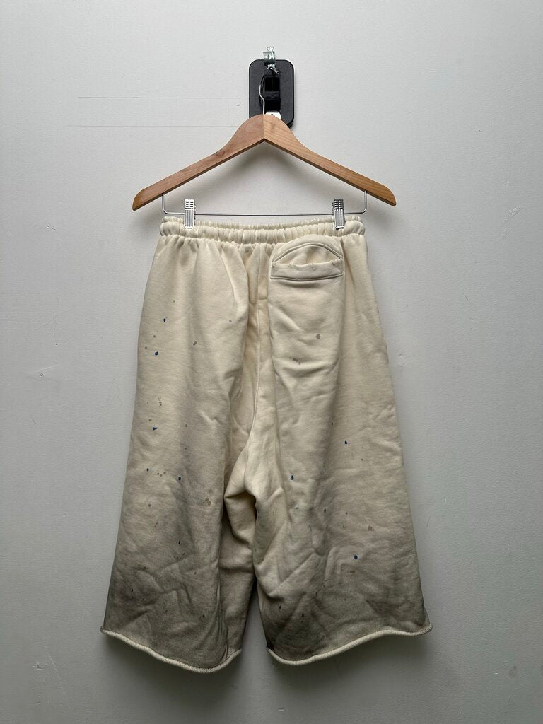 New Satoshi White Spellout Rhinestone Painter Shorts Sz.Medium