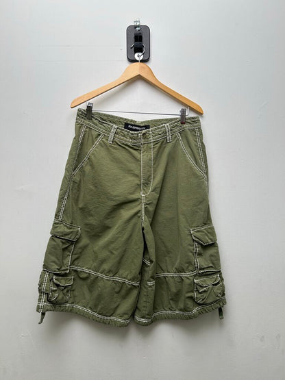 New Gv Gallery Green White Stitch Cargo Shorts Sz.M/L