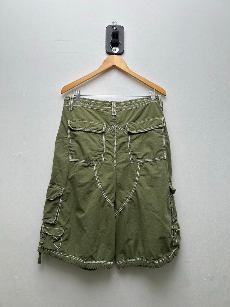 New Gv Gallery Green White Stitch Cargo Shorts Sz.M/L