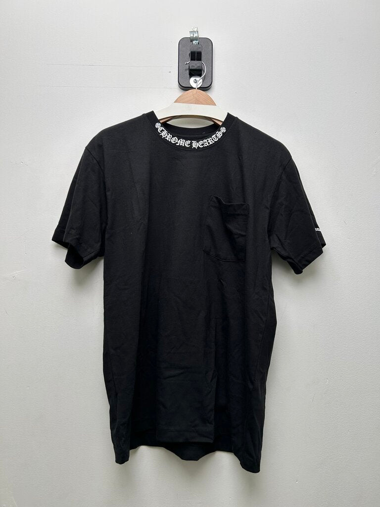 New Chrome Hearts White Collar Logo Black Tee sz.L