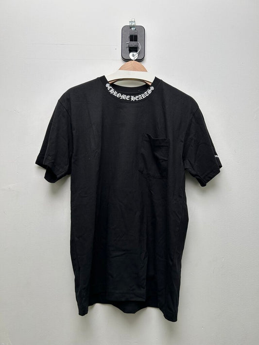 New Chrome Hearts White Collar Logo Black Tee sz.L