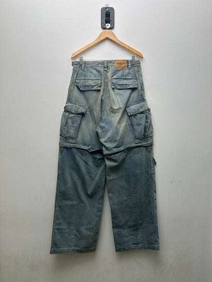 Preowned Balenciaga Unisex Bleach Denim Zip Off Cargos sz.XS