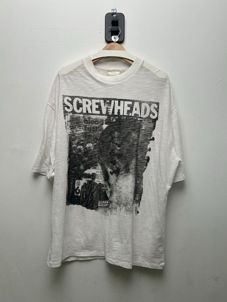 Preowned Greedy Unit White Screwed Tee Size XL