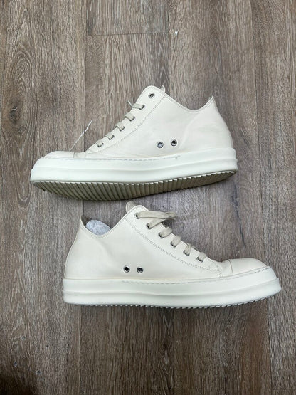 Preowned Rick Owens White Ramone Low Size 45