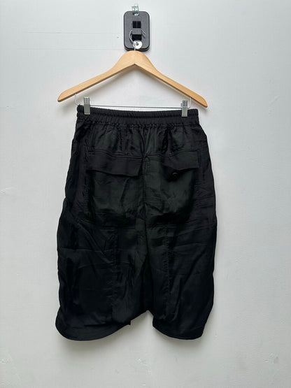 Preowned Rick Owens Black Silk/Satin S/S 2 LIDO Shorts Size 36