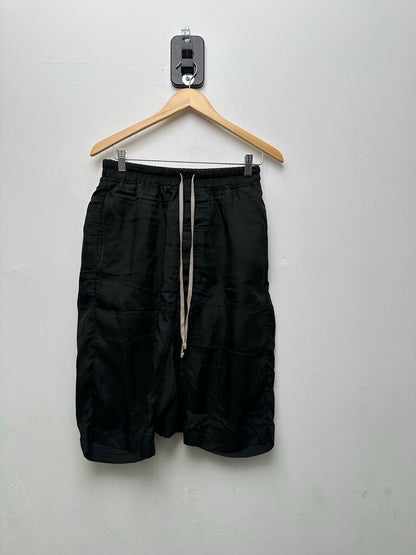 Preowned Rick Owens Black Silk/Satin S/S 2 LIDO Shorts Size 36