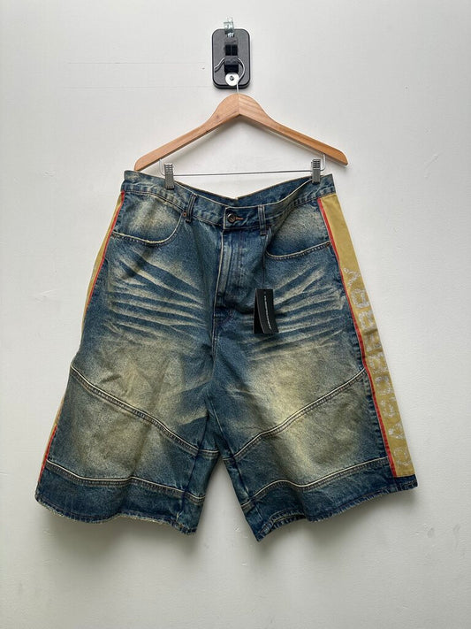 New Gv Gallery Denim Raspberry Red Tan Shorts Sz.XL