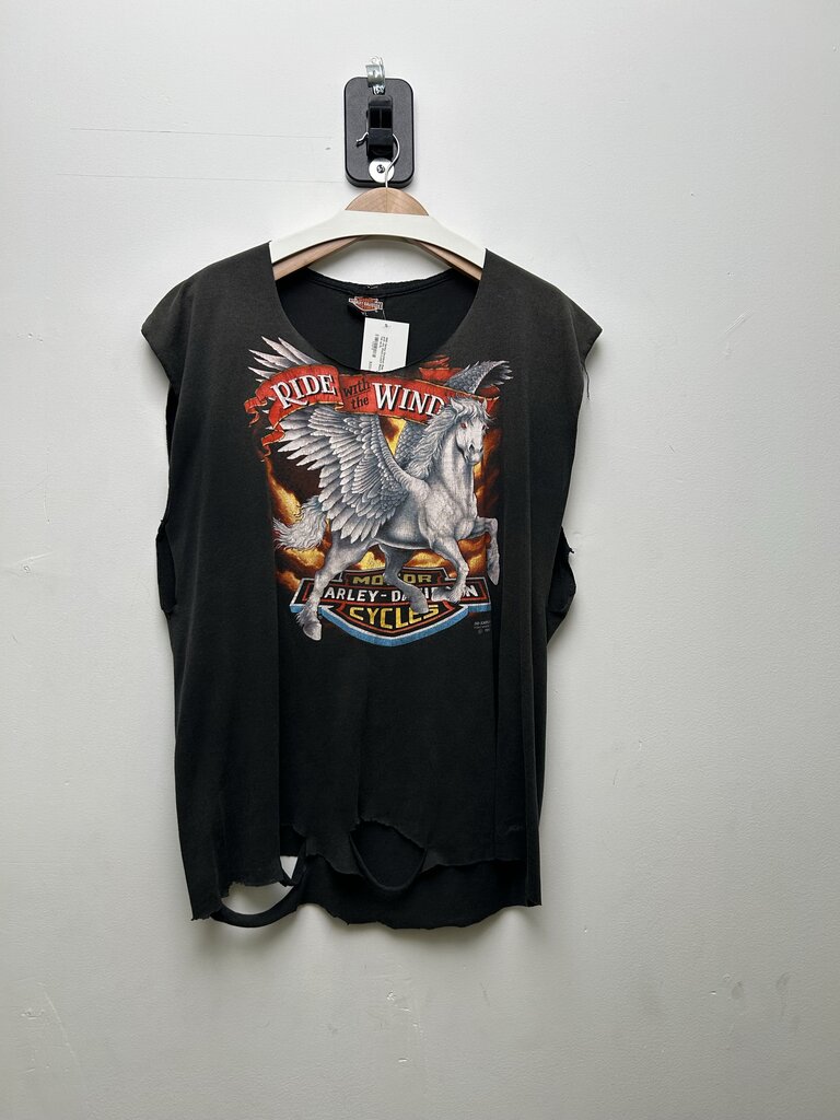 1990 Harley Davidson Ride with the Wind Cutoff Black Tee sz.XL