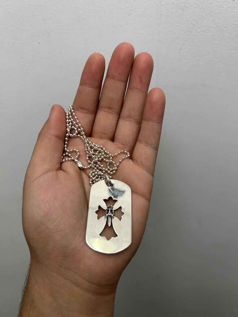 New Mini Dagger Cross Cutout Dog Tag
