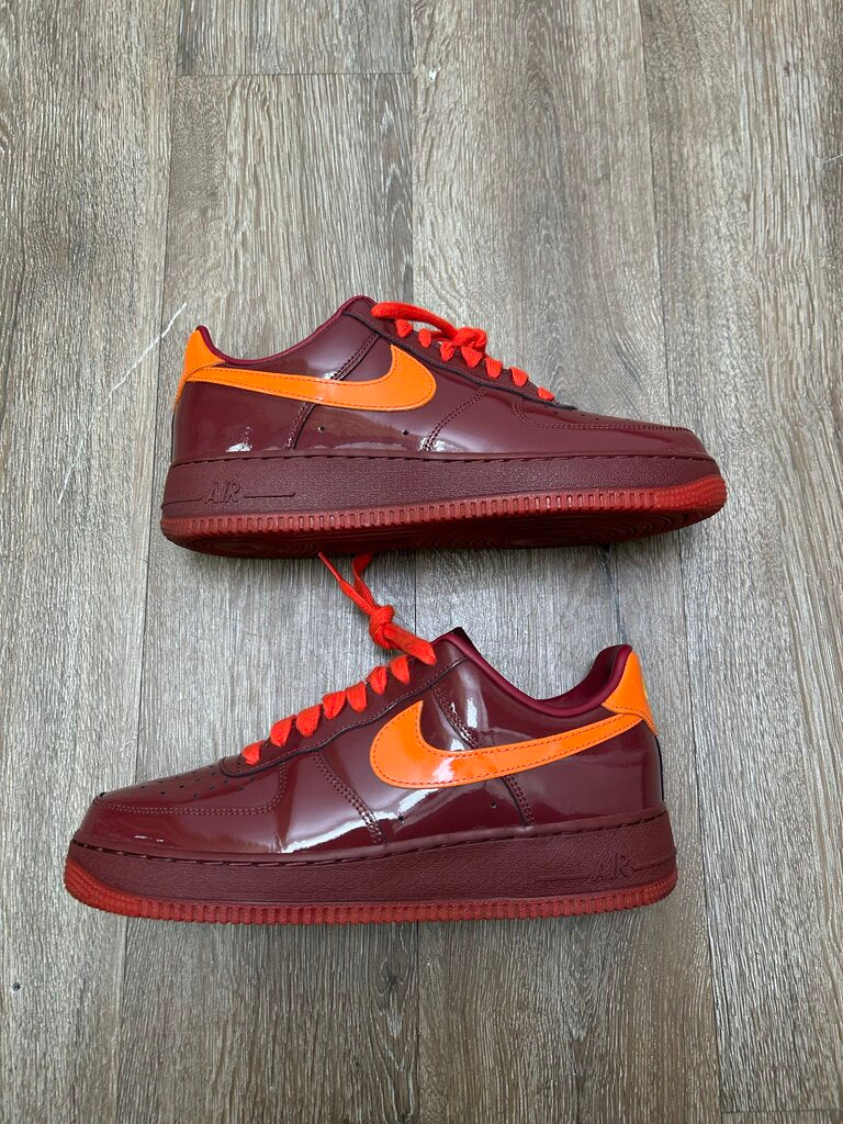 Preowned Nike AF1 Orange Red Patent Sz.9